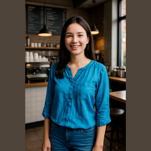 Torrid Harper Plus Size Teal Blue Georgette Blouse 3/4 Roll-Tab Sleeve Tunic Top